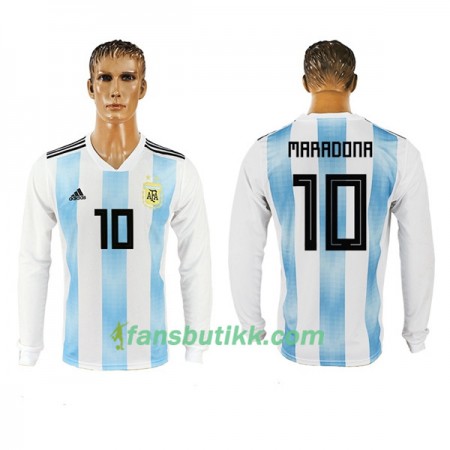 Fotball-VM 2018 Argentina drakt Maradona 10 Hjemmetrøye Langermet